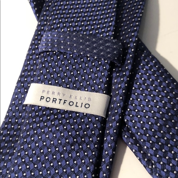 PERRY ELLIS PORTFOLIO DARK BLUE TINY SILVER DOT - Picture 4 of 6